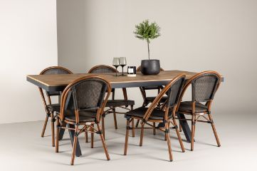 Imagine Garcia Diningtable Alumnium - Brown / Rectangular 100*200* +Guarda Caféchair 2-pack - Brown/Black _6