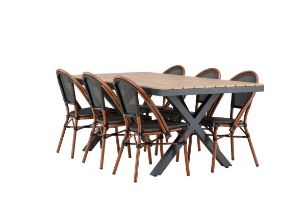 Imagine Garcia Diningtable Alumnium - Brown / Rectangular 100*200* +Guarda Caféchair 2-pack - Brown/Black _6