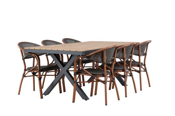 Imagine Garcia Diningtable Alumnium - Brown / Rectangular 100*200* +Vila Real Caféchair 2-pack - Brown/Black _6