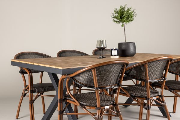 Imagine Garcia Diningtable Alumnium - Brown / Rectangular 100*200* +Vila Real Caféchair 2-pack - Brown/Black _6