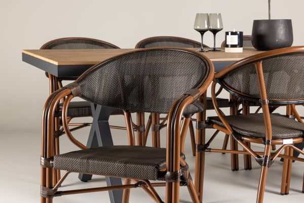 Imagine Garcia Diningtable Alumnium - Brown / Rectangular 100*200* +Vila Real Caféchair 2-pack - Brown/Black _6