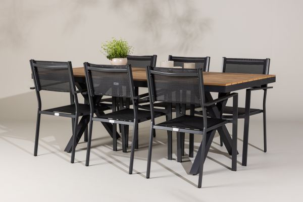 Imagine Garcia Diningtable Alumnium - Brown / Rectangular 100*200* +Copacabana Stacking Chair - Black/Black - Ersätter 4131-408 _6