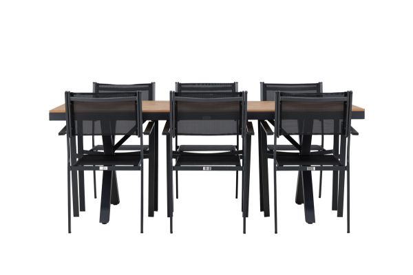 Imagine Garcia Diningtable Alumnium - Brown / Rectangular 100*200* +Copacabana Stacking Chair - Black/Black - Ersätter 4131-408 _6