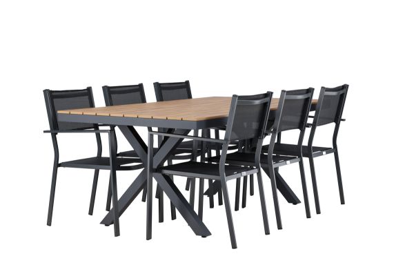 Imagine Garcia Diningtable Alumnium - Brown / Rectangular 100*200* +Copacabana Stacking Chair - Black/Black - Ersätter 4131-408 _6