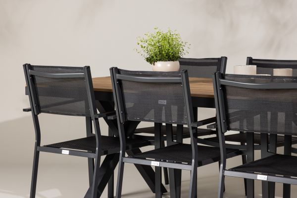 Imagine Garcia Diningtable Alumnium - Brown / Rectangular 100*200* +Copacabana Stacking Chair - Black/Black - Ersätter 4131-408 _6