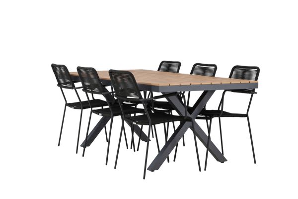 Imagine Garcia Diningtable Alumnium - Brown / Rectangular 100*200* +Lindos Armchair - Black Alu / Black Rope _6