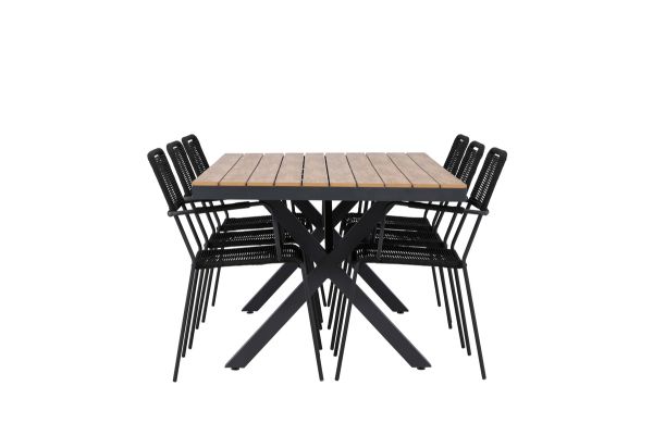 Imagine Garcia Diningtable Alumnium - Brown / Rectangular 100*200* +Lindos Armchair - Black Alu / Black Rope _6