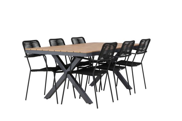 Imagine Garcia Diningtable Alumnium - Brown / Rectangular 100*200* +Lindos Armchair - Black Alu / Black Rope _6