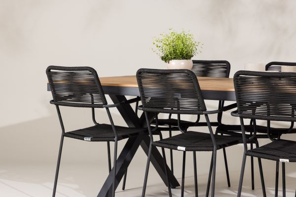 Imagine Garcia Diningtable Alumnium - Brown / Rectangular 100*200* +Lindos Armchair - Black Alu / Black Rope _6