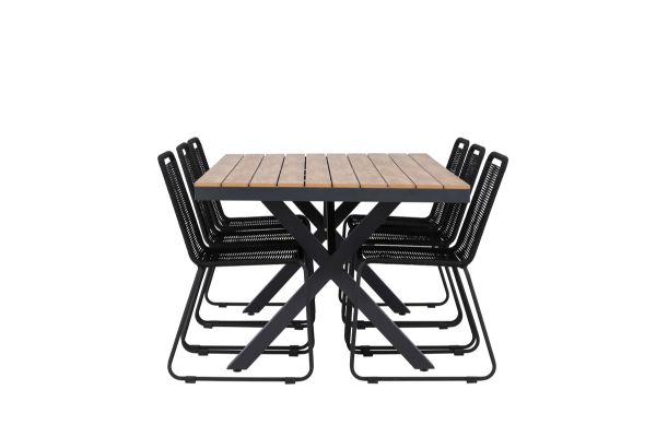 Imagine Garcia Diningtable Alumnium - Brown / Rectangular 100*200* +Lindos Stacking Chair - Black Alu / Black Rope _6