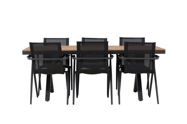 Imagine Garcia Diningtable Alumnium - Brown / Rectangular 100*200* +Alina Dining Chair - Black Alu / Black Textilene _6