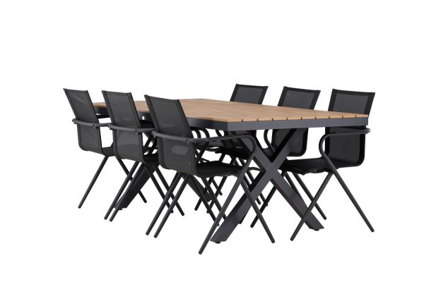 Imagine Garcia Diningtable Alumnium - Brown / Rectangular 100*200* +Alina Dining Chair - Black Alu / Black Textilene _6