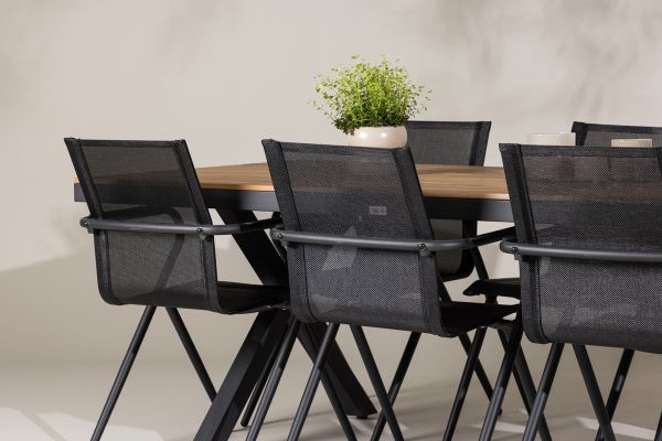 Imagine Garcia Diningtable Alumnium - Brown / Rectangular 100*200* +Alina Dining Chair - Black Alu / Black Textilene _6