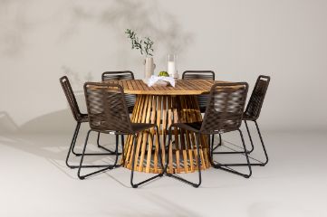 Imagine Tucumán Dining Table - Acacia ø120 +Lindos Diningchair Aluminium - Black / _6