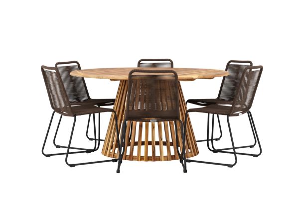 Imagine Tucumán Dining Table - Acacia ø120 +Lindos Diningchair Aluminium - Black / _6