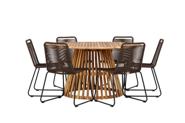 Imagine Tucumán Dining Table - Acacia ø120 +Lindos Diningchair Aluminium - Black / _6