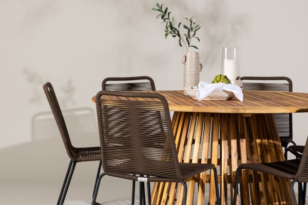 Imagine Tucumán Dining Table - Acacia ø120 +Lindos Diningchair Aluminium - Black / _6