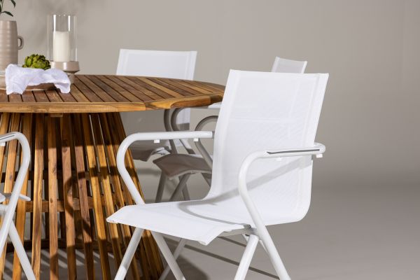 Imagine Tucumán Dining Table - Acacia ø120 +Alina Dining Chair - white Alu / White Textilene _6