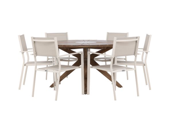 Imagine Rosario Dining Table- Teak Ø140 +Copacabana Stacking Chair - Beige/Beige _6