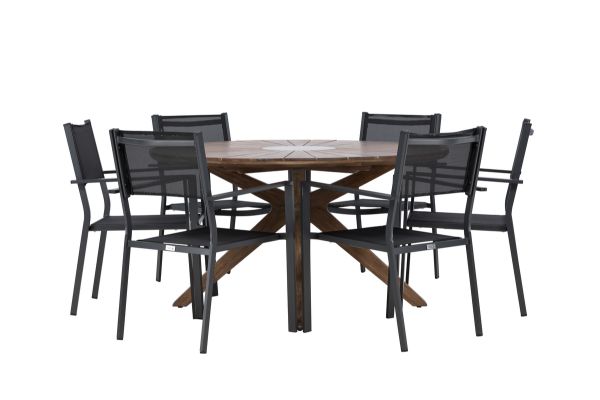 Imagine Vă rugăm să traduceți complet Tabelul de masă Rosario- Teak Ø140 + Scaun empilabil Copacabana - Negru / Negru - Ersätter 4131-408 _6