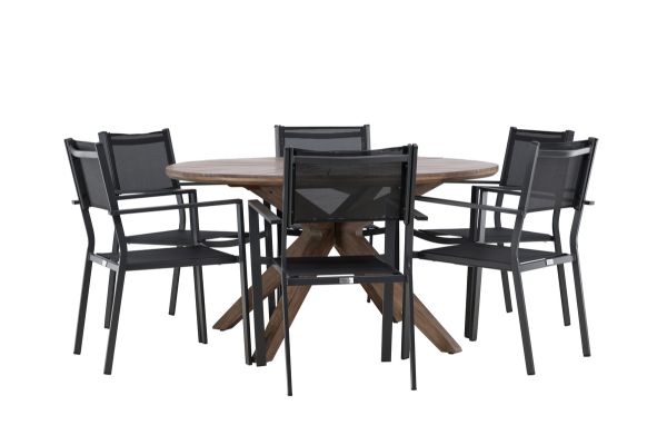 Imagine Vă rugăm să traduceți complet Tabelul de masă Rosario- Teak Ø140 + Scaun empilabil Copacabana - Negru / Negru - Ersätter 4131-408 _6