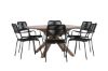 Imagine Rosario Dining Table- Teak Ø140 +Lindos Armchair - Black Alu / Black Rope _6