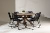 Imagine Rosario Dining Table- Teak Ø140 +Lindos Stacking Chair - Black Alu / Black Rope _6