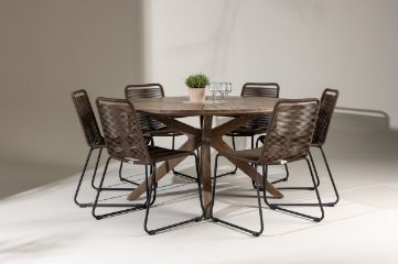 Imagine Masa de dinning Rosario- Teak Ø140 + Scaun de dinning Lindos Aluminium - Negru / _6