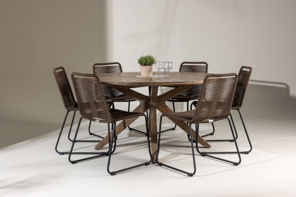 Imagine Masa de dinning Rosario- Teak Ø140 + Scaun de dinning Lindos Aluminium - Negru / _6