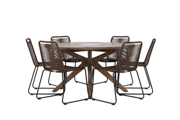 Imagine Masa de dinning Rosario- Teak Ø140 + Scaun de dinning Lindos Aluminium - Negru / _6