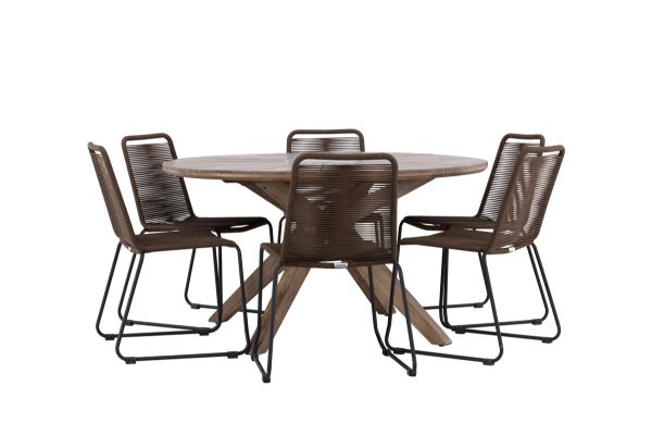 Imagine Masa de dinning Rosario- Teak Ø140 + Scaun de dinning Lindos Aluminium - Negru / _6