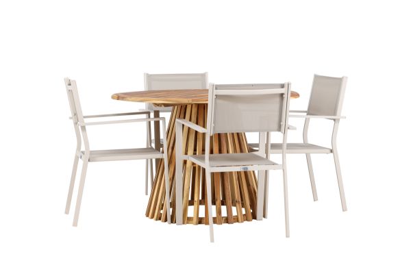 Imagine Vă rugăm să traduceți complet Lumpur Diningtable Acacia - Teaklook / Round ø110**75 +Scaun Stivuibil Copacabana - Bej/Bej _4