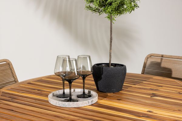 Imagine Lumpur Diningtable Acacia - Teaklook / Round ø110**75 +Lindos - Armchair - Black Alu / Latte Rope _4