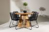 Imagine Lumpur Diningtable Acacia - Teaklook / Round ø110**75 +Lindos Stacking Chair - Black Alu / Black Rope _4