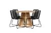 Imagine Lumpur Diningtable Acacia - Teaklook / Round ø110**75 +Lindos Stacking Chair - Black Alu / Black Rope _4