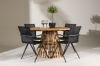 Imagine Lumpur Diningtable Acacia - Teaklook / Round ø110**75 +Alina Dining Chair - Black Alu / Black Textilene _4