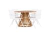 Imagine Lumpur Diningtable Acacia - Teaklook / Round ø110**75 +Alina Dining Chair - white Alu / White Textilene _4