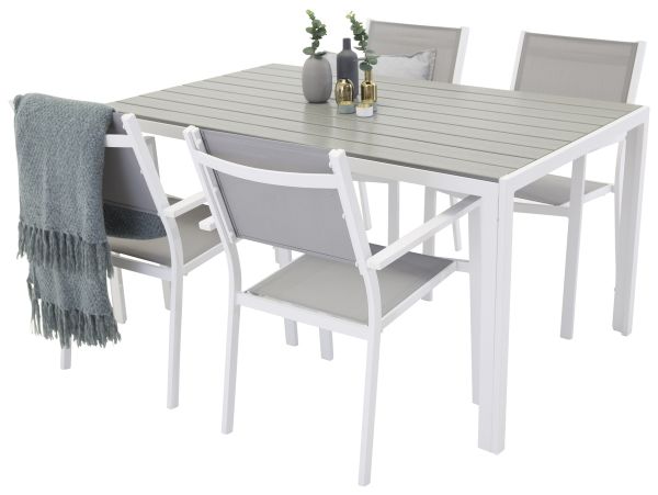 Imagine Break Dining Table - White Alu / Grey Aintwood - 150*90+Copacabana Arm Chair (st