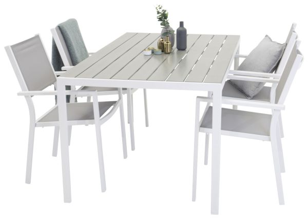 Imagine Break Dining Table - White Alu / Grey Aintwood - 150*90+Copacabana Arm Chair (st