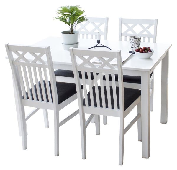 Imagine Marbella matbord 160/240*100*H75 - Vit+ Copacabana - Stacking Chair - White Alu/