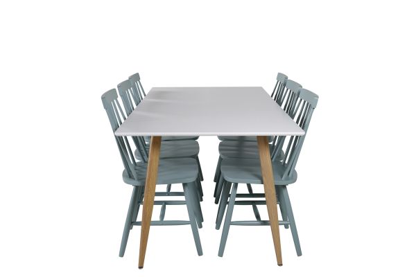 Imagine Polar Matbord - Ek-Look / Vit- 180*90*H75 +Lönneberga - Dining chair - Mint _6