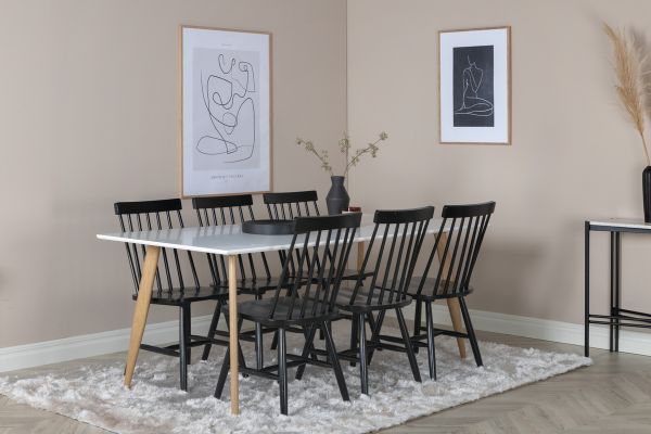 Imagine Masa de dining Polar - Ek-Look / Alb - 180*90*H75 + Scaun de dining Lönneberga - Negru _6