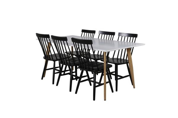 Imagine Masa de dining Polar - Ek-Look / Alb - 180*90*H75 + Scaun de dining Lönneberga - Negru _6