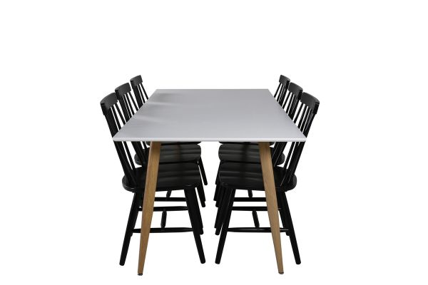 Imagine Masa de dining Polar - Ek-Look / Alb - 180*90*H75 + Scaun de dining Lönneberga - Negru _6