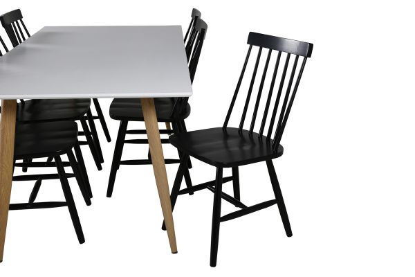 Imagine Masa de dining Polar - Ek-Look / Alb - 180*90*H75 + Scaun de dining Lönneberga - Negru _6