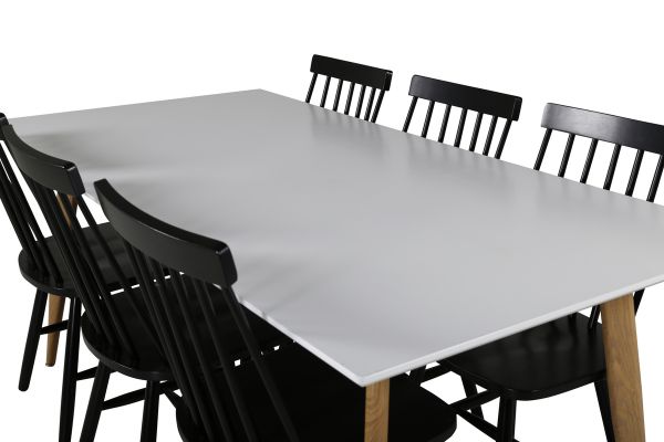 Imagine Masa de dining Polar - Ek-Look / Alb - 180*90*H75 + Scaun de dining Lönneberga - Negru _6