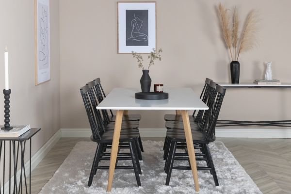 Imagine Masa de dining Polar - Ek-Look / Alb - 180*90*H75 + Scaun de dining Lönneberga - Negru _6