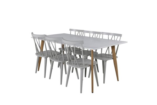 Imagine Masa de dining Polar - Ek-Look / Alb - 180*90*H75 + Scaun de dining Mariannelund - Gri _6