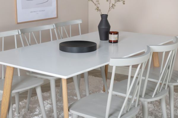 Imagine Masa de dining Polar - Ek-Look / Alb - 180*90*H75 + Scaun de dining Mariannelund - Gri _6