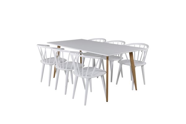 Imagine Masa de dining Polar - Ek-Look / Alb - 180*90*H75 + Scaun de dining Bullerbyn - Alb _6